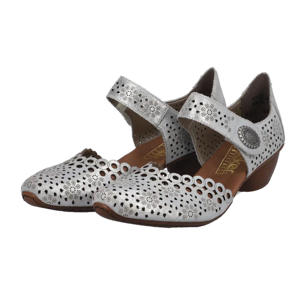 Rieker Women`s Mirjam 53 Lightweight Low-heeled Slip-on Shoe Silver