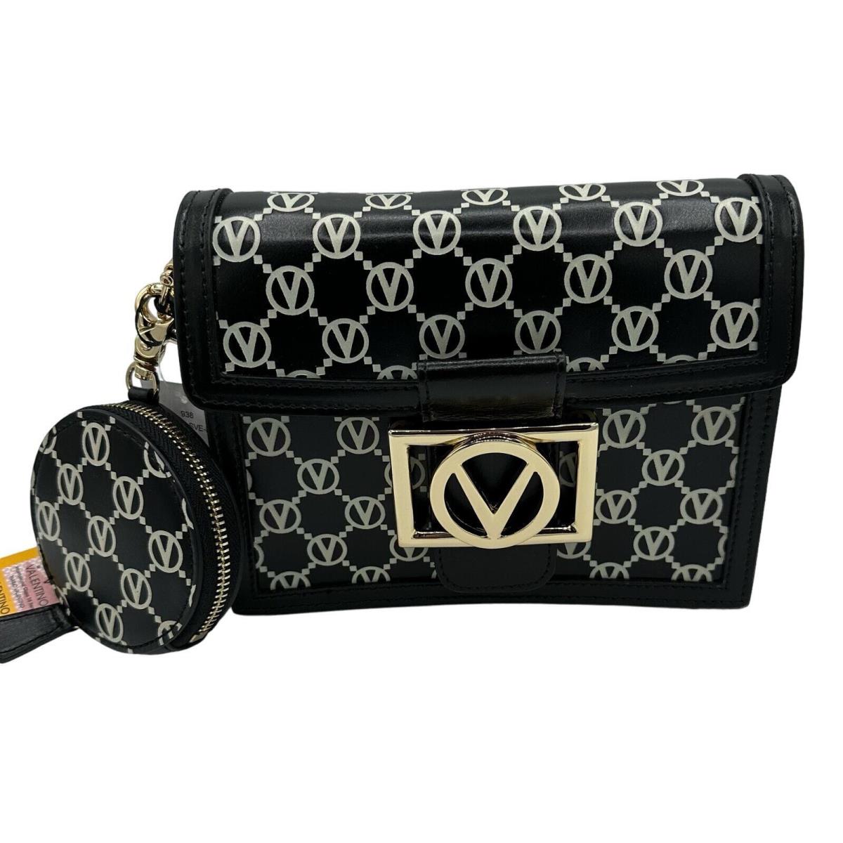 Valentino BY Mario Valentino Scarlett Monogram Leather Shoulder Bag Black