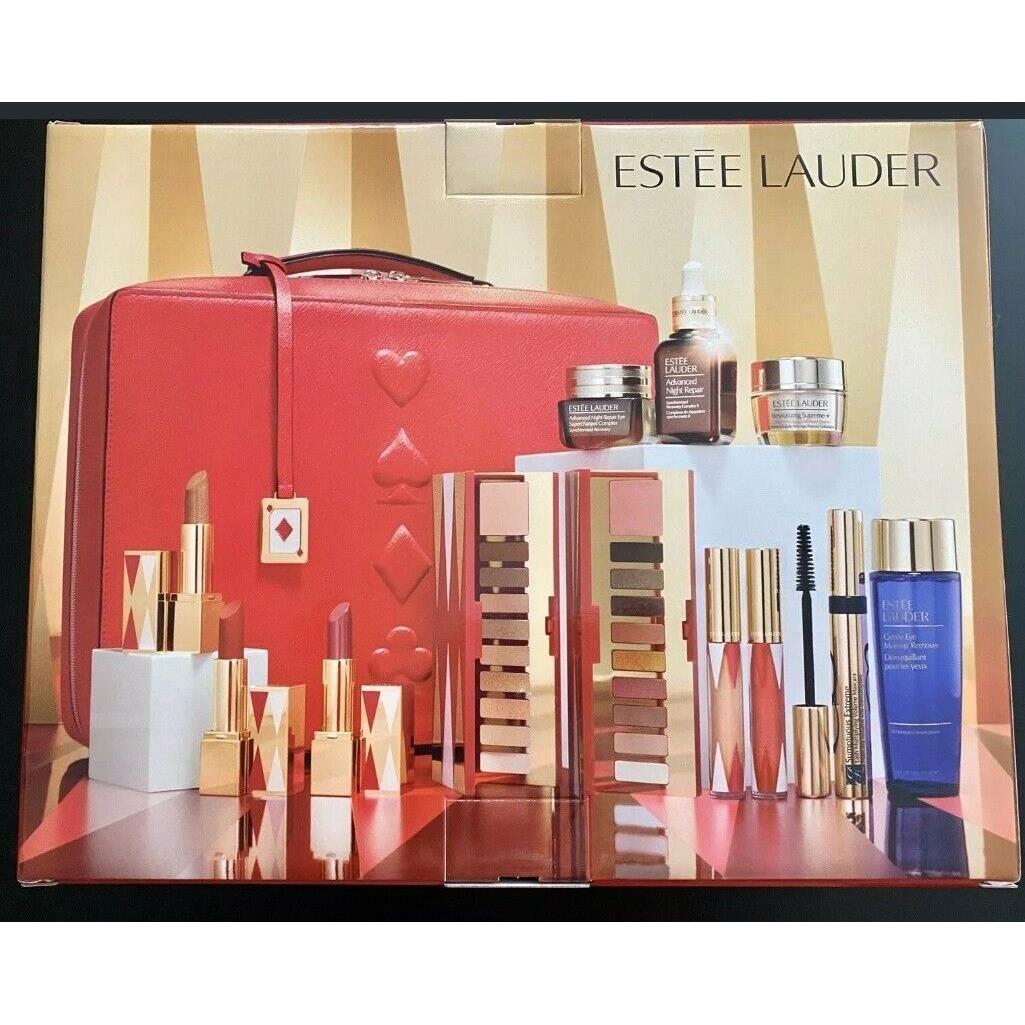 Estee Lauder Blockbuster Holiday Make Up Gift Set w/ Train Case Warm