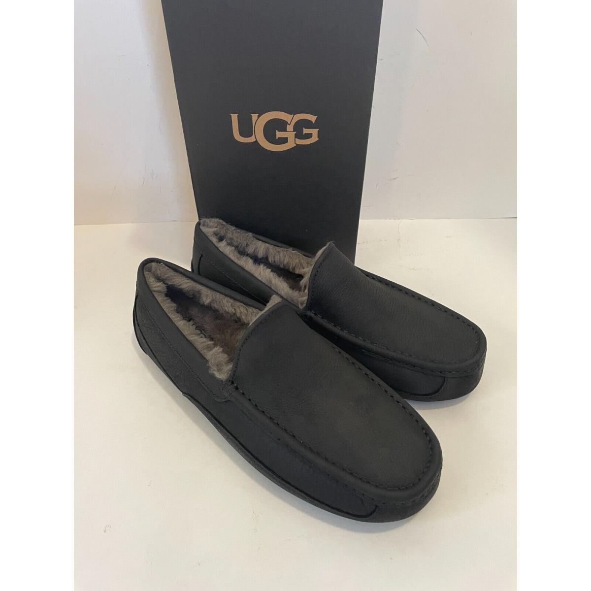 Ugg Ascot Black Leather Slippers