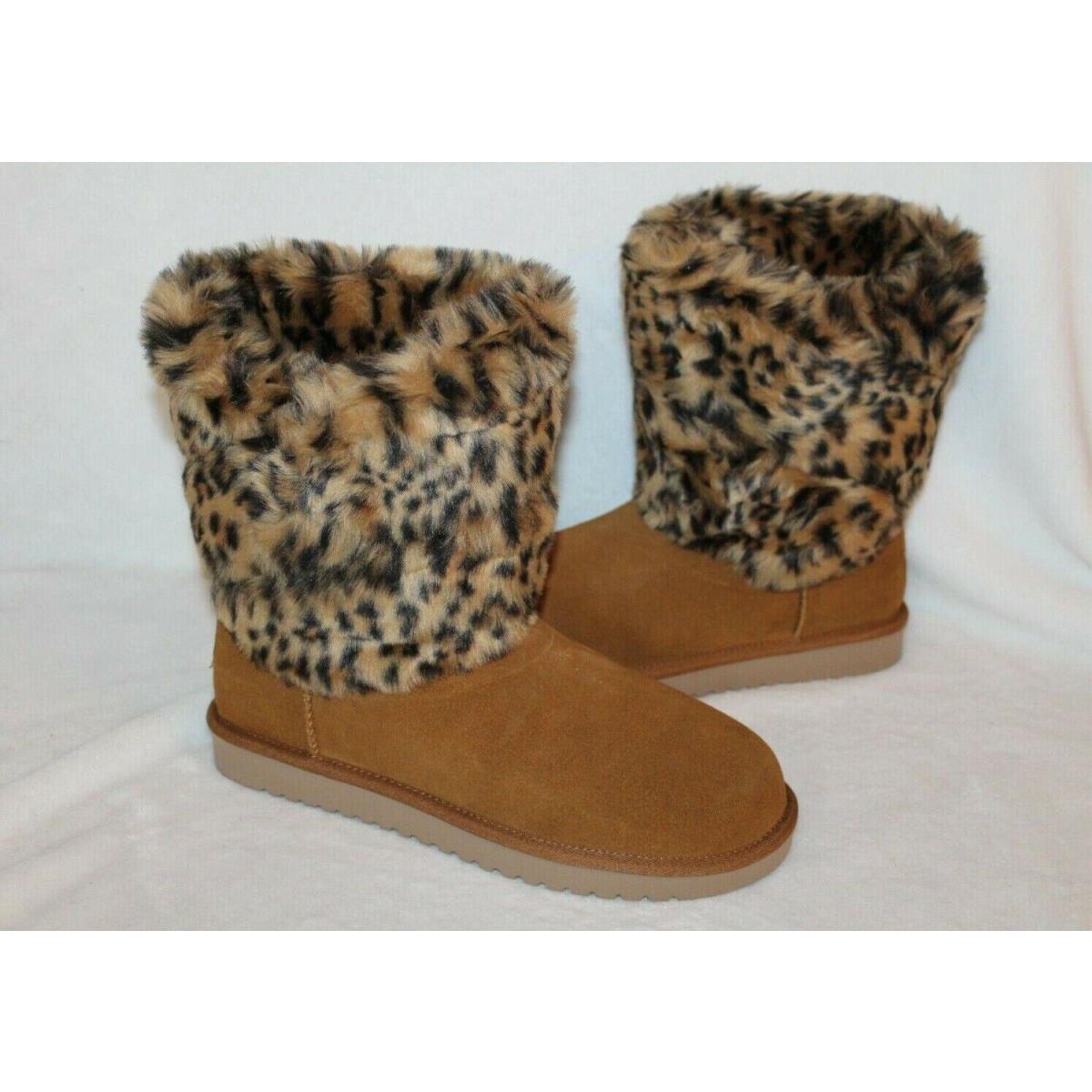 Koolaburra By Ugg Women`s Leopard Suede Fur Winter Boots Chestnut