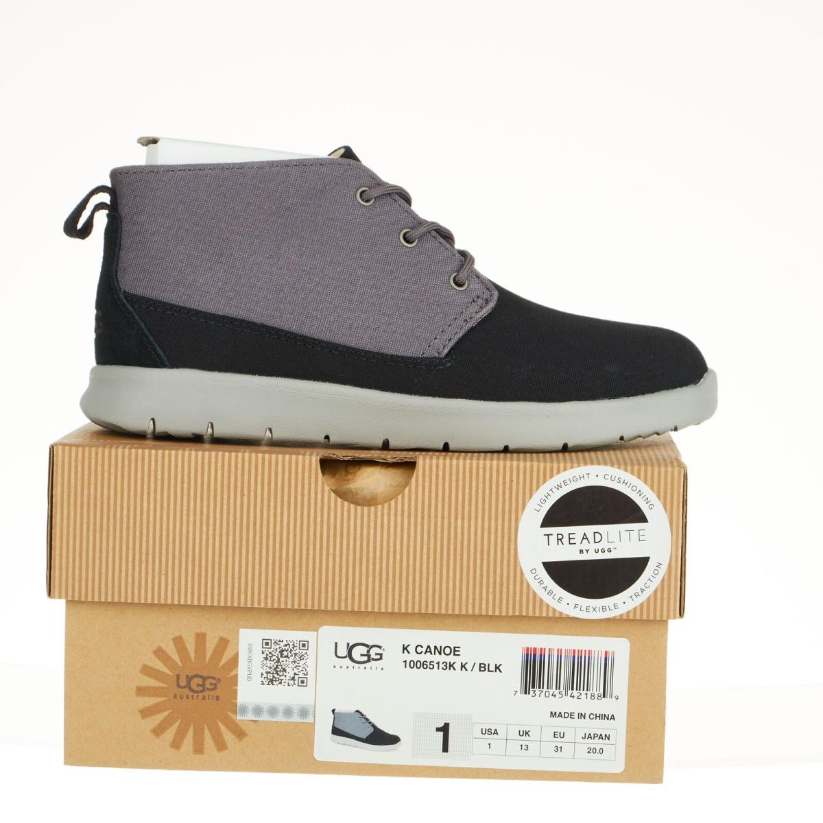 Ugg Australia Canoe Gray / Black Canvas Ankle Sneakers