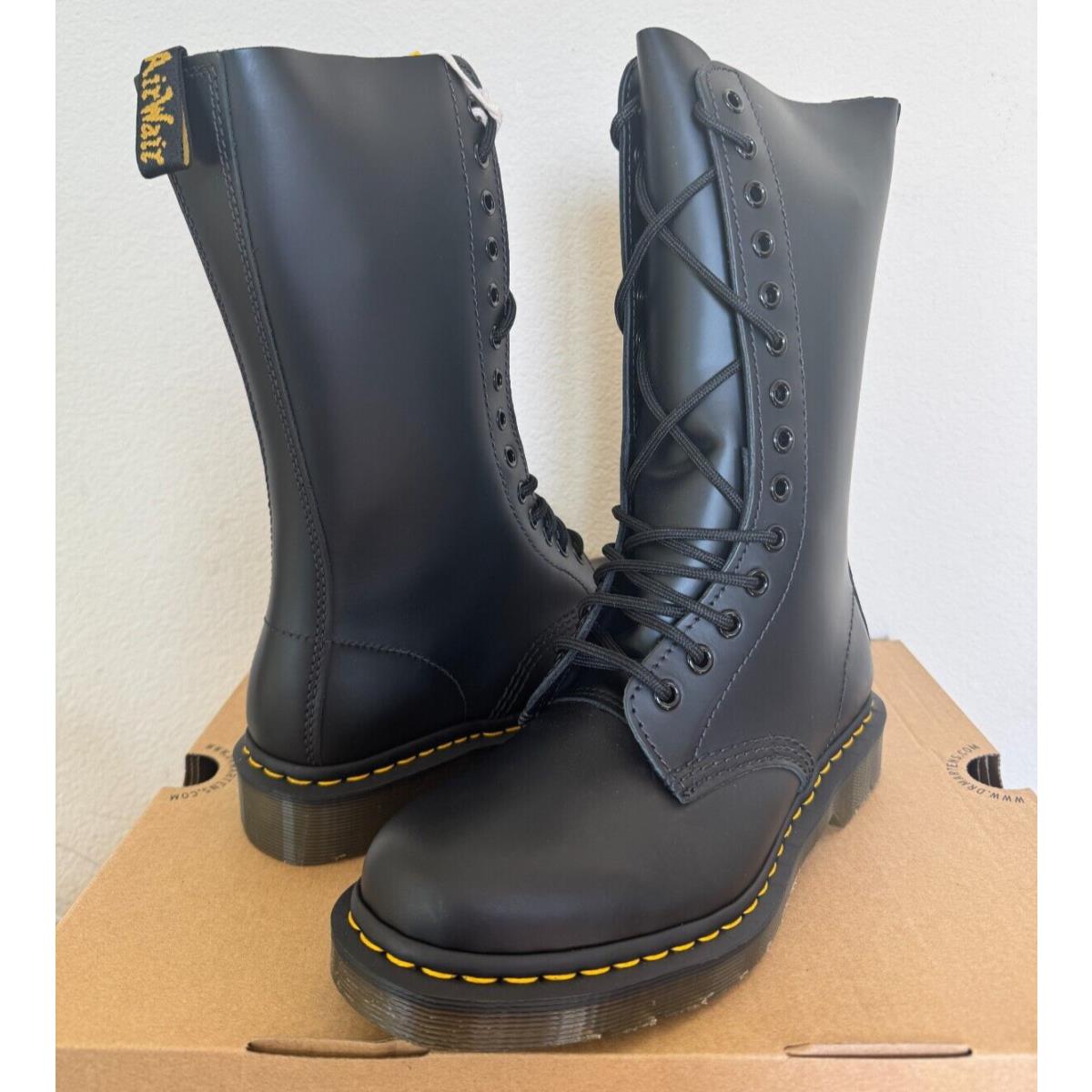 Dr. Martens Women`s 1914 Black Smooth Leather 14 Eye Boots