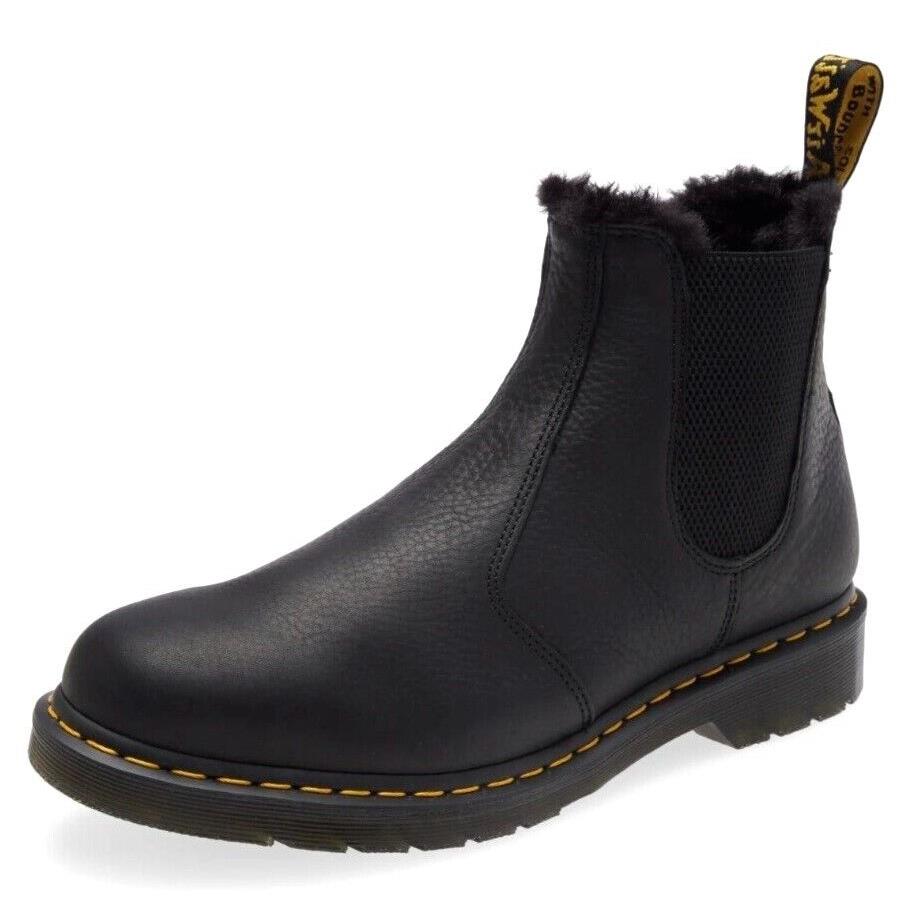 Dr. Martens 2976 Fur Lined Leather Chelsea Boots Black US Men 10 / Women 11