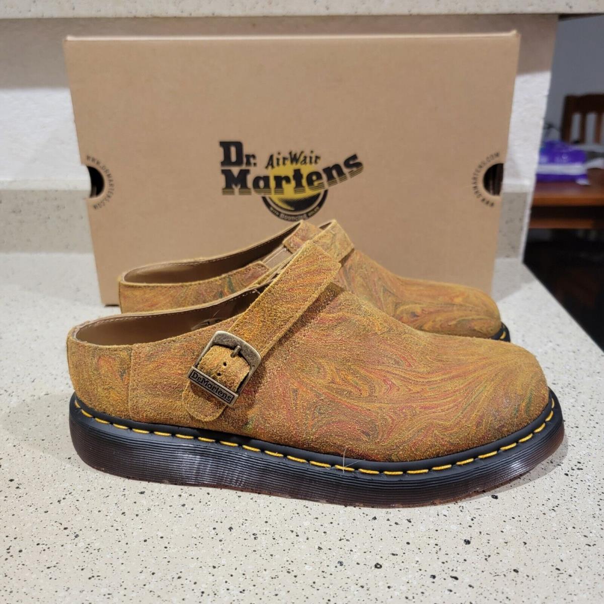 Dr. Martens Isham Brown + Mustard Marbled Hairy Suede Size M 11 W 12 Shoe