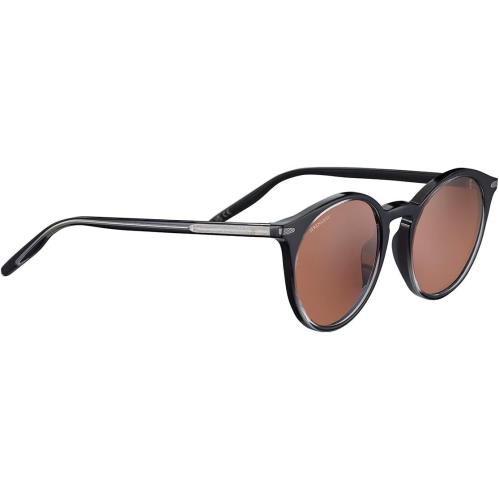 Serengeti Women`s Leonora Square Sunglasses Shiny Transparent Black Layer - Black