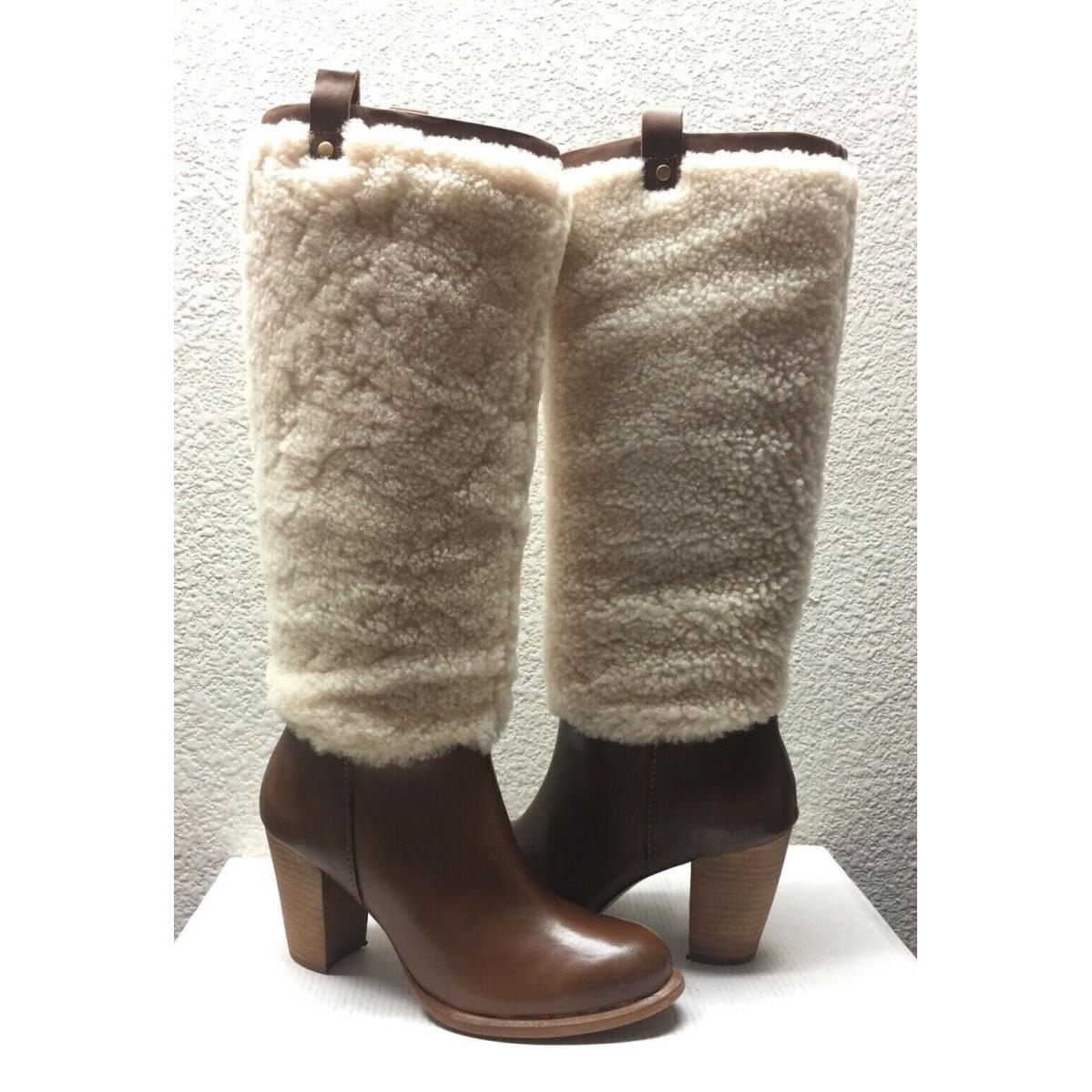 Ugg Ava Exposed Fur Chestnut Knee High Heel Boot US 6.5 / EU 37.5 / UK 5