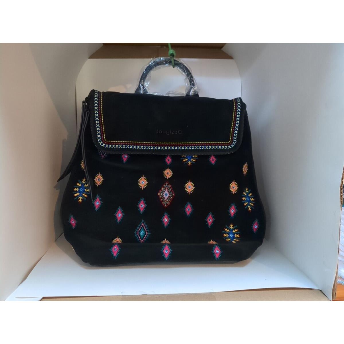 Desigual Purse/backpack Nwt. Embroidery On Velvet