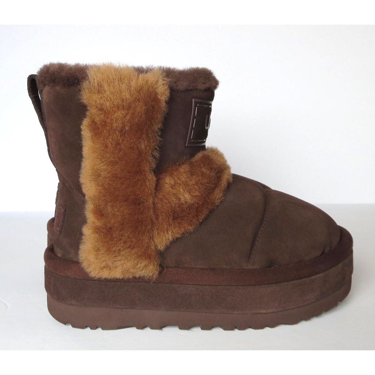 Ugg Classic Chillapeak Boots 8 Platform Sheepskin Shearling Burnt Cedar