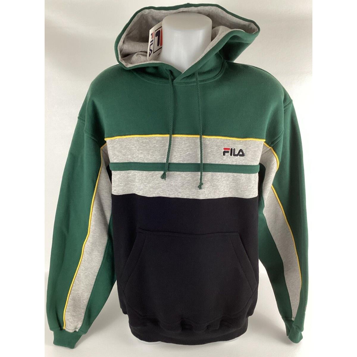 Vintage 90s Color Block Fila Hoodie Size Mens Medium Green Yellow