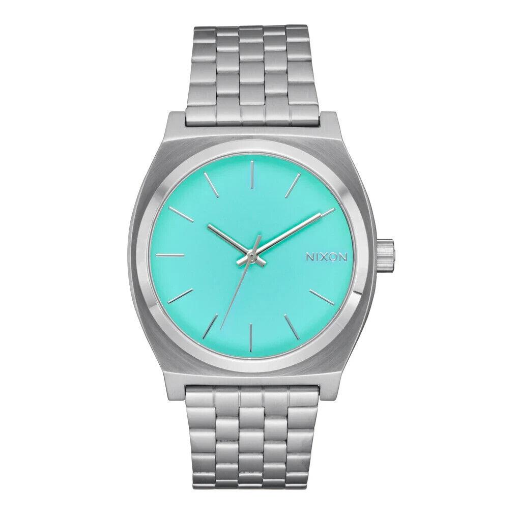 Nixon Men`s Time Teller Silver / TurquoiseA045-2084-00 Watch - Silver, Turquoise