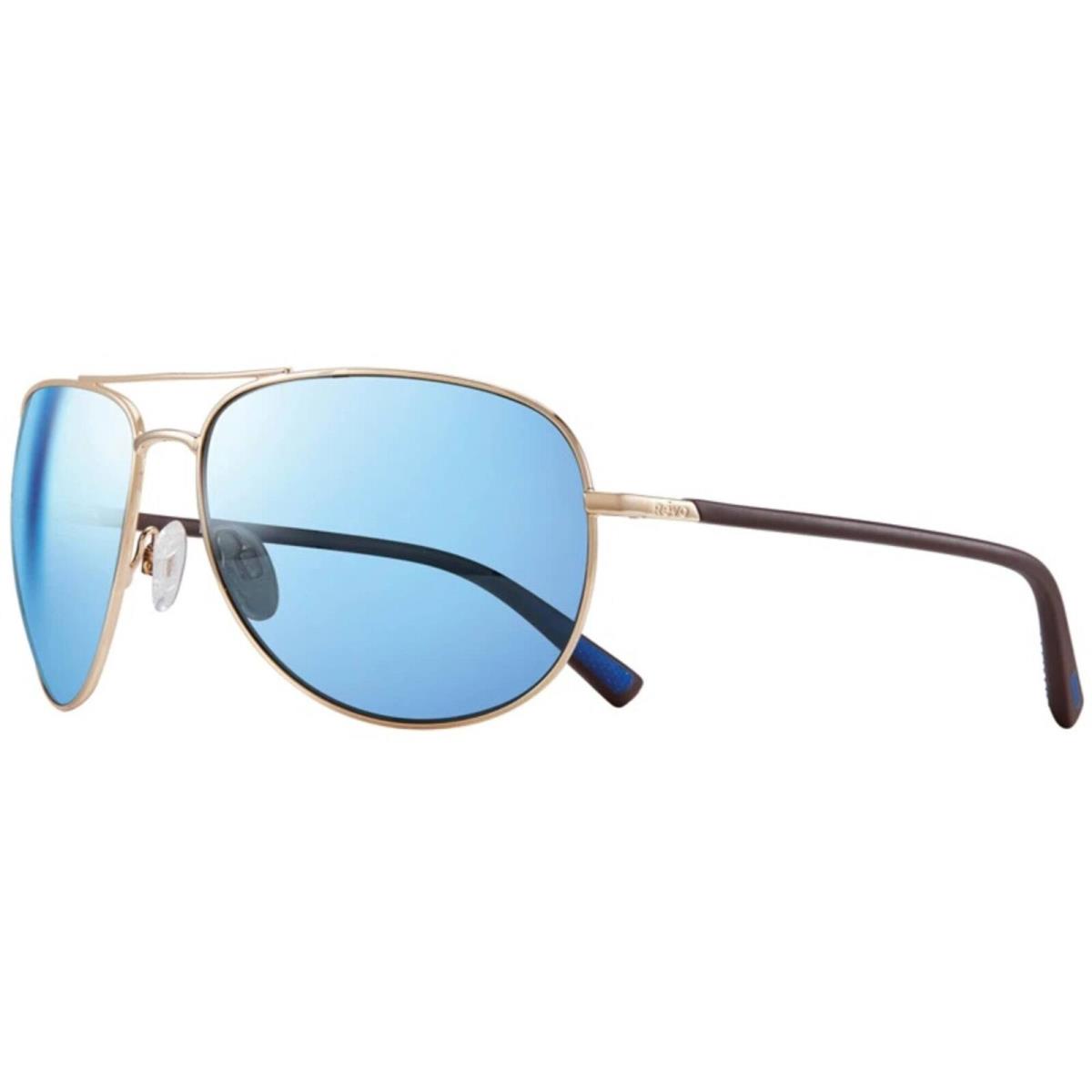 Revo Unisex Sunglasses Tarquin Blue Water Lens Gold Full Rim Aviator 1083 04 BL