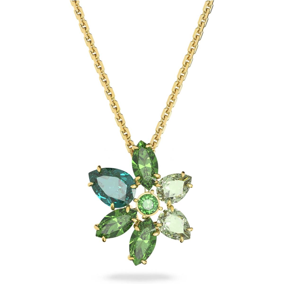 Swarovski Gema Flower Pendant Necklace Collection Green