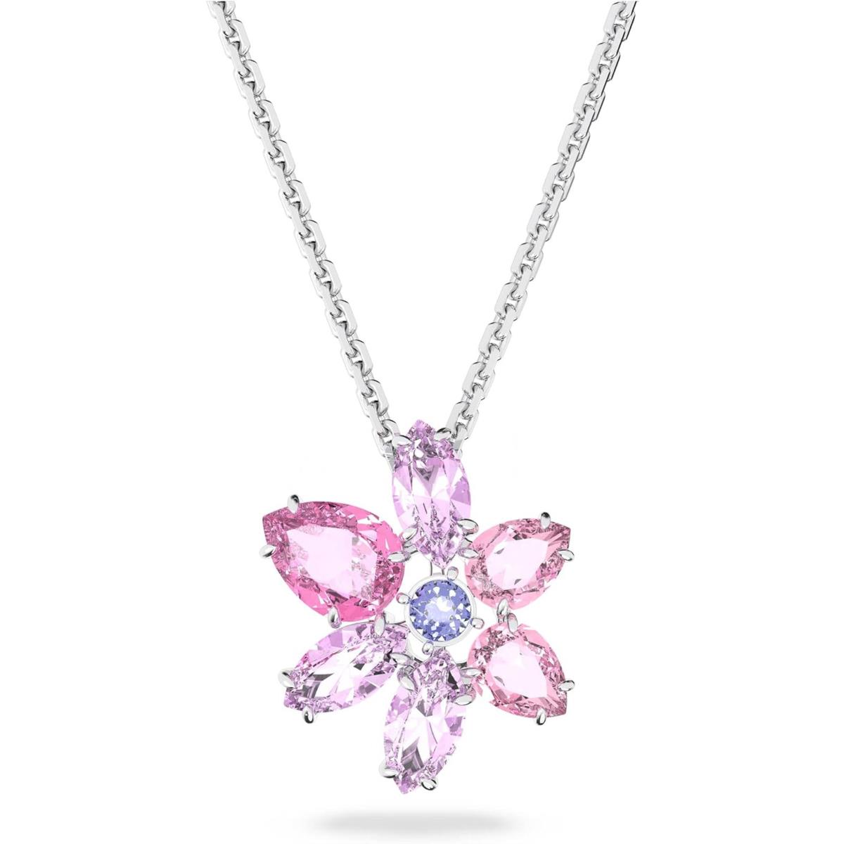 Swarovski Gema Flower Pendant Necklace Collection Pink