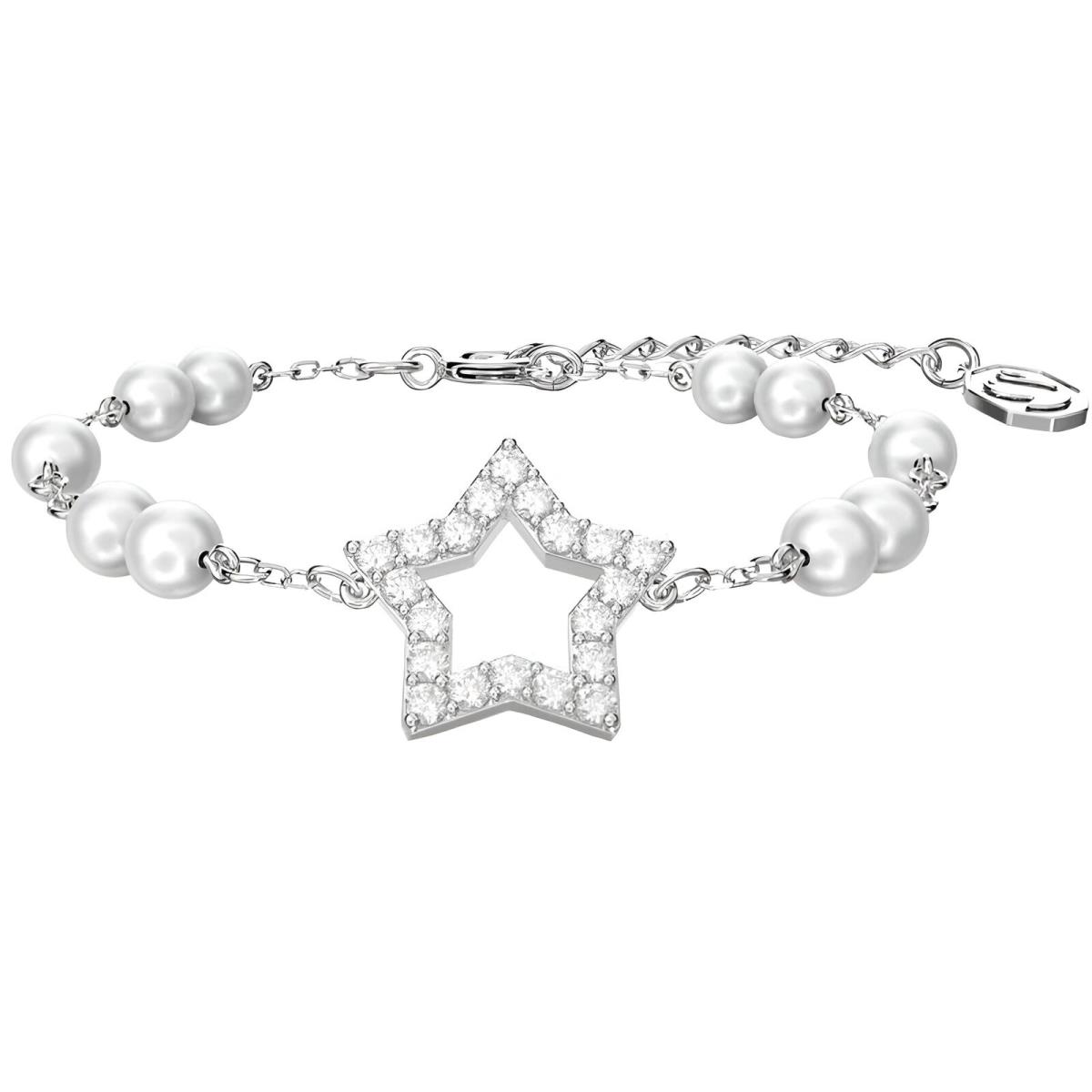 Swarovski Women`s Bracelet Stella White Rhodium Plated Spring Closure 5645385