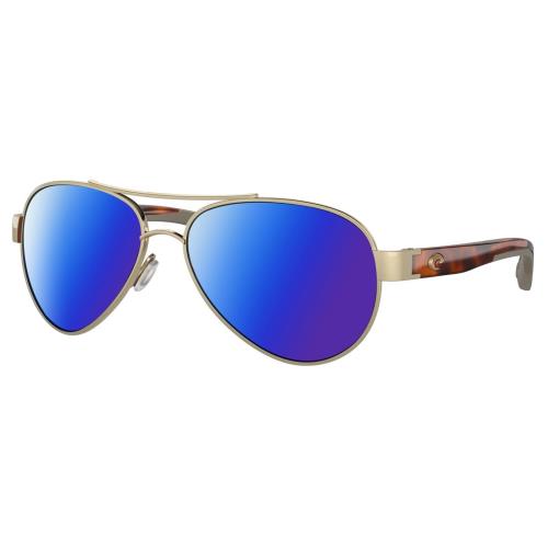 Costa Del Mar Loreto Womens Pilot Polarized Sunglasses Gold Tortoise Havana 56mm Blue Mirror Polar