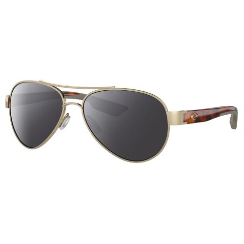 Costa Del Mar Loreto Womens Pilot Polarized Sunglasses Gold Tortoise Havana 56mm Smoke Grey Polar