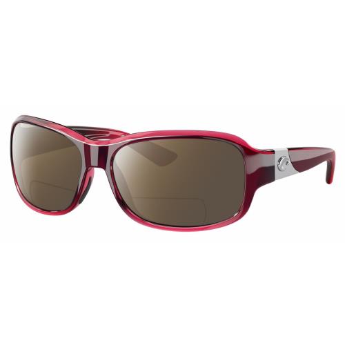 Costa Del Mar Inlet Womens Polarized Bifocal Sunglasses Pink Crystal Silver 58mm Brown