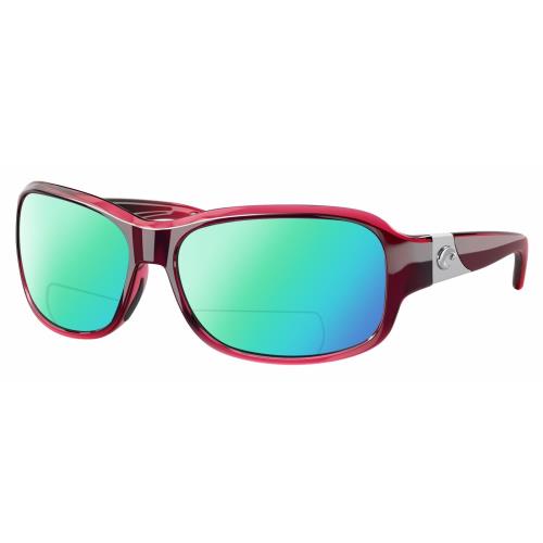 Costa Del Mar Inlet Womens Polarized Bifocal Sunglasses Pink Crystal Silver 58mm Green Mirror