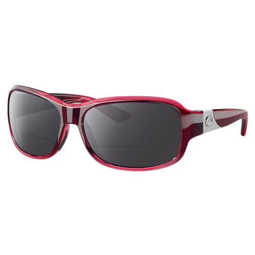 Costa Del Mar Inlet Womens Polarized Bifocal Sunglasses Pink Crystal Silver 58mm Grey