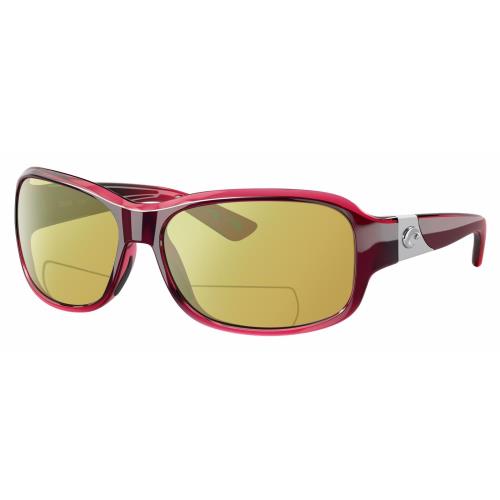 Costa Del Mar Inlet Womens Polarized Bifocal Sunglasses Pink Crystal Silver 58mm Yellow