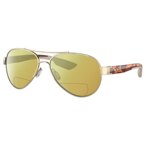 Costa Del Mar Loreto Womens Polarized Bifocal Sunglasses Rose Gold Tortoise 56mm Yellow