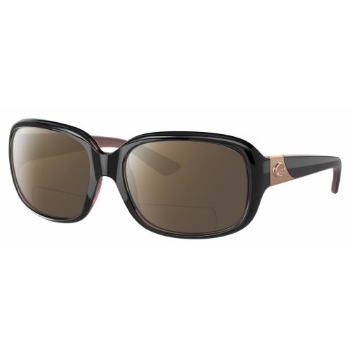 Costa Del Mar Gannet Womens Polarized Bifocal Sunglass Black Rose Gold Pink 58mm Brown