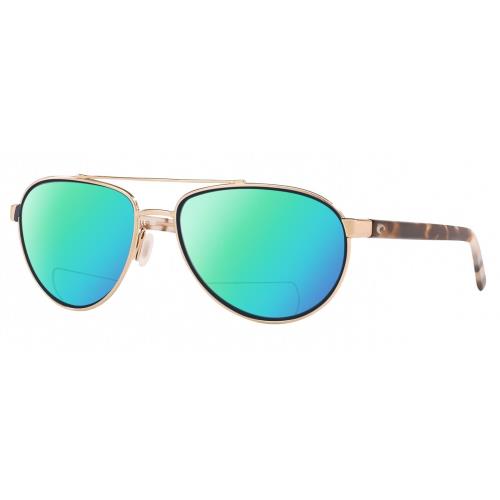 Costa Del Mar Fernandina Women`s Polarized Bifocal Sunglasses Gold Tortoise 57mm Green Mirror