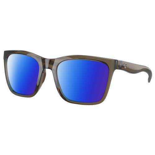 Costa Del Mar Panga Cateye Polarized Sunglasses in Taupe Gray Brown Crystal 56mm Blue Mirror Polar