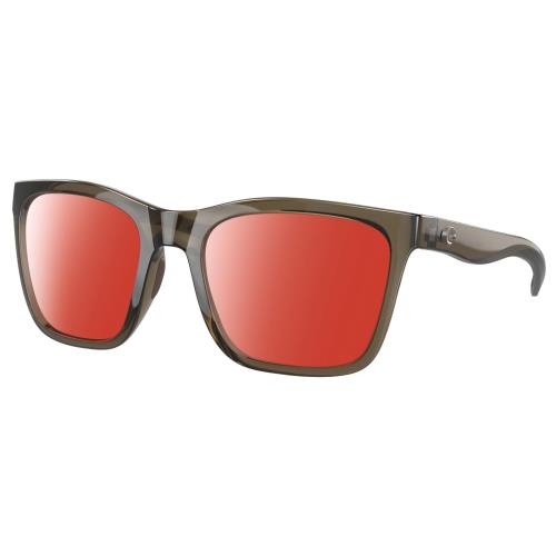 Costa Del Mar Panga Cateye Polarized Sunglasses in Taupe Gray Brown Crystal 56mm Red Mirror Polar