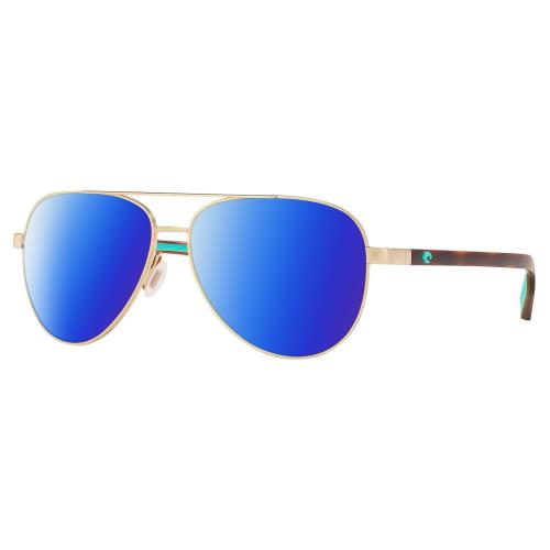 Costa Del Mar Peli Unisex Pilot Polarized Sunglass Gold Tortoise Turquoise 57 mm