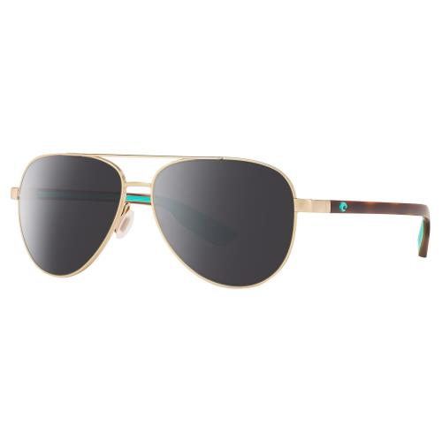 Costa Del Mar Peli Unisex Pilot Polarized Sunglass Gold Tortoise Turquoise 57 mm Smoke Grey Polar