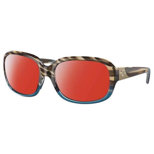 Costa Del Mar Gannet Women`s Polarized Sunglasses Brown Blue Crystal Wahoo 58 mm Red Mirror Polar