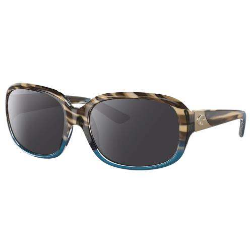 Costa Del Mar Gannet Women`s Polarized Sunglasses Brown Blue Crystal Wahoo 58 mm Smoke Grey Polar