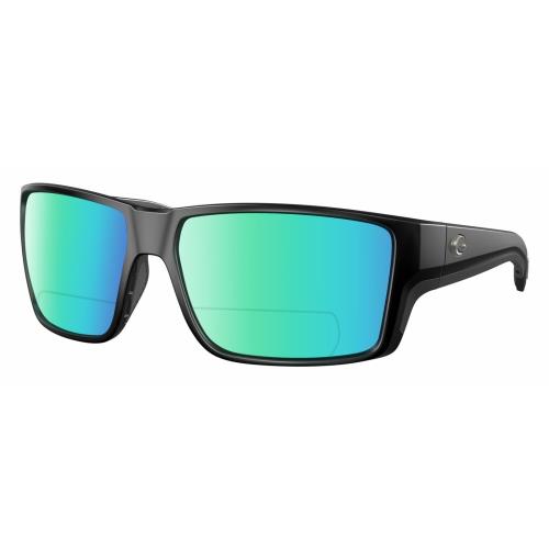 Costa Del Mar Reefton Pro Unisex Polarized Bifocal Reading Sunglasses Black 63mm Green Mirror