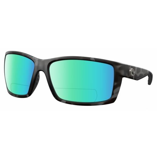 Costa Del Mar Reefton Unisex Polarized Bifocal Sunglasses Gray Tiger Shark 64 mm Green Mirror