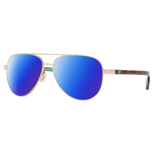 Costa Del Mar Peli Unisex Pilot Polarized Bifocal Sunglasses Gold Tortoise 57 mm Blue Mirror