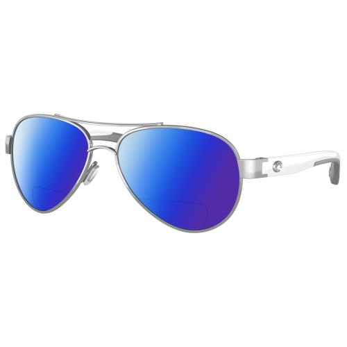 Costa Del Mar Loreto Womens Pilot Polarized Bifocal Sunglasses Silver White 56mm