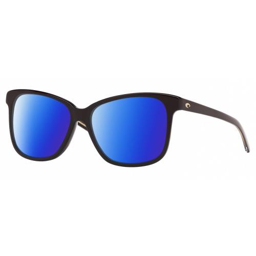 Costa Del Mar May Women`s Cat Eye Designer Polarized Sunglasses Black 57mm 4 Opt Blue Mirror Polar