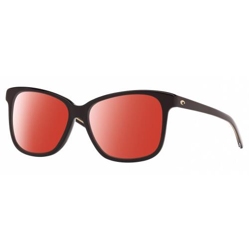 Costa Del Mar May Women`s Cat Eye Designer Polarized Sunglasses Black 57mm 4 Opt Red Mirror Polar