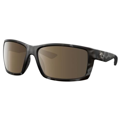 Costa Del Mar Reefton Unisex Polarized Sunglasses in Gray Black Tiger Shark 64mm Amber Brown Polar