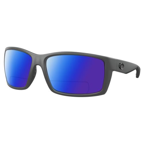 Costa Del Mar Reefton Unisex Polarized Bifocal Reading Sunglass Gray Black 64 mm Blue Mirror