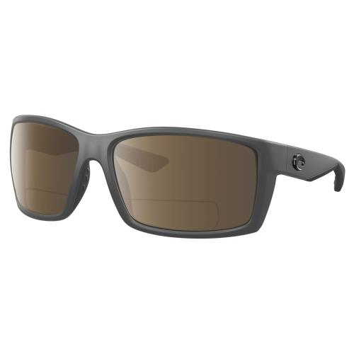 Costa Del Mar Reefton Unisex Polarized Bifocal Reading Sunglass Gray Black 64 mm Brown