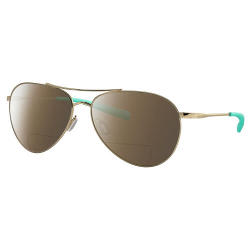 Costa Del Mar Piper Unisex Pilot Polarized Bifocal Sunglass Gold Turquoise 58 mm Brown