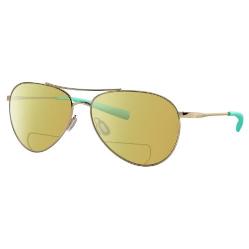 Costa Del Mar Piper Unisex Pilot Polarized Bifocal Sunglass Gold Turquoise 58 mm Yellow