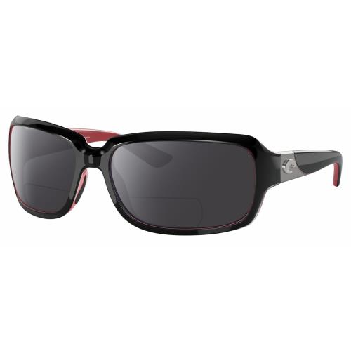 Costa Del Mar Isabela Womens Polarized Bifocal Sunglasses Black Pink Silver 64mm Grey