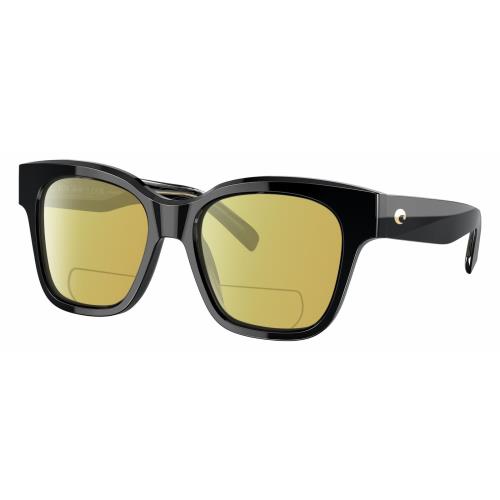 Costa Del Mar Nusa Cat Eye Polarized Bifocal Reading Sunglasses Black Gold 54 mm Yellow