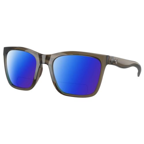 Costa Del Mar Panga Cat Eye Polarized Bifocal Sunglasses Taupe Gray Crystal 56mm Blue Mirror