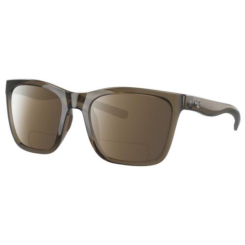 Costa Del Mar Panga Cat Eye Polarized Bifocal Sunglasses Taupe Gray Crystal 56mm Brown