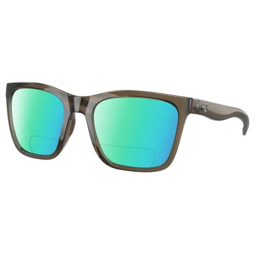 Costa Del Mar Panga Cat Eye Polarized Bifocal Sunglasses Taupe Gray Crystal 56mm Green Mirror